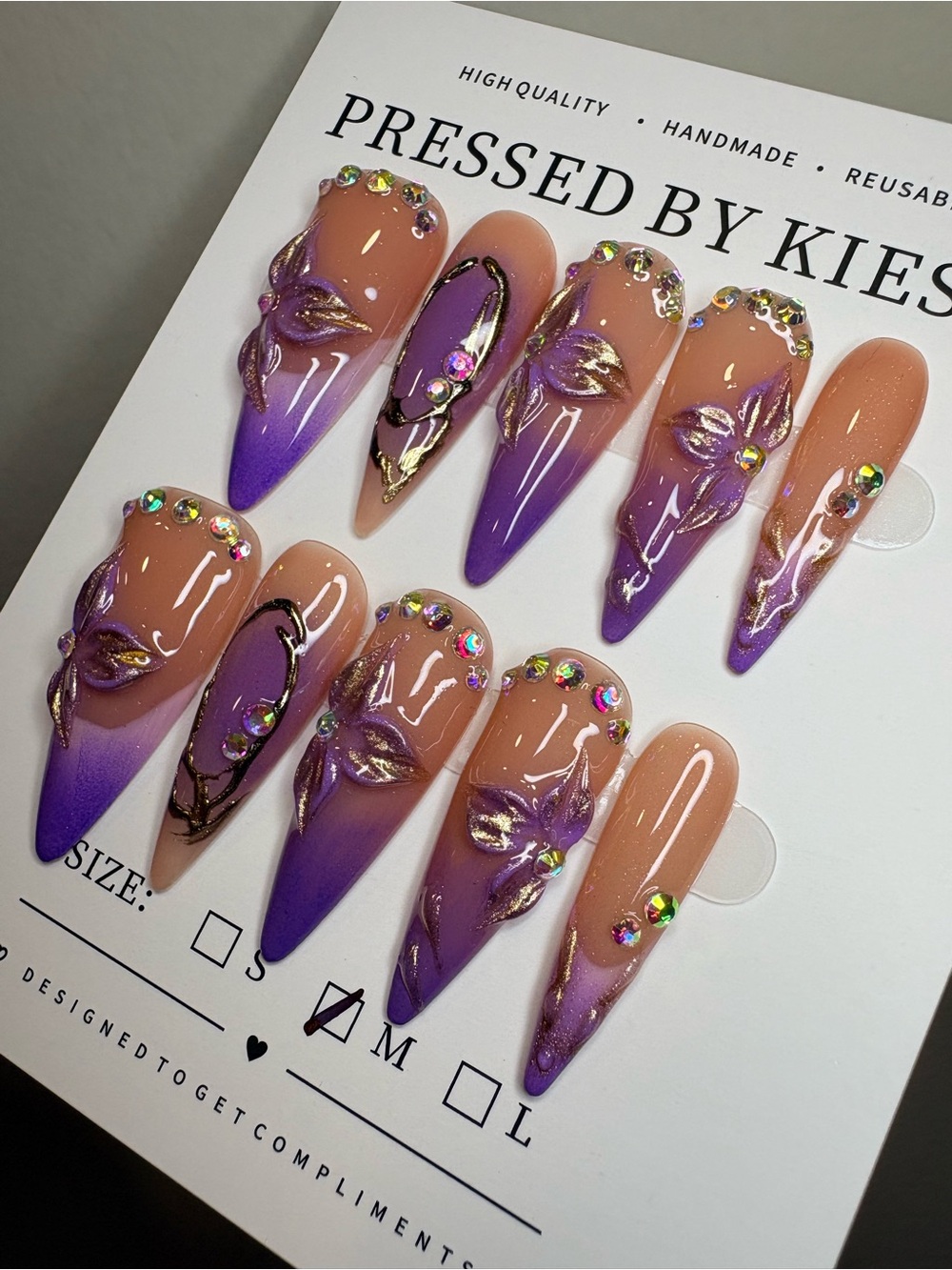 Ombre Purple Stiletto Press-On Nails - Nude to Purple